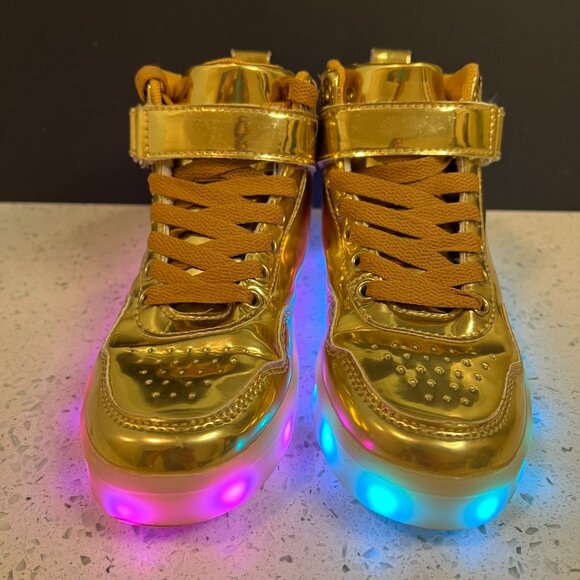GOLD Rechargeable Solid or Flashing Light Up Shoes - Many options and Colors - Picture 5 of 16